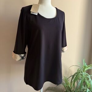 ❤️NWT❤️ Burberry London Black 3/4 Sleeve Top – Size XL / US 10